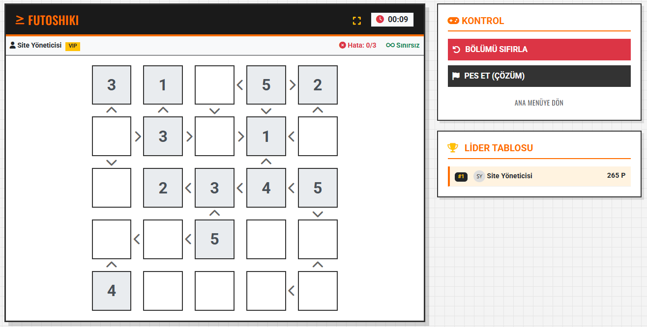 Futoshiki Zeka Oyunu